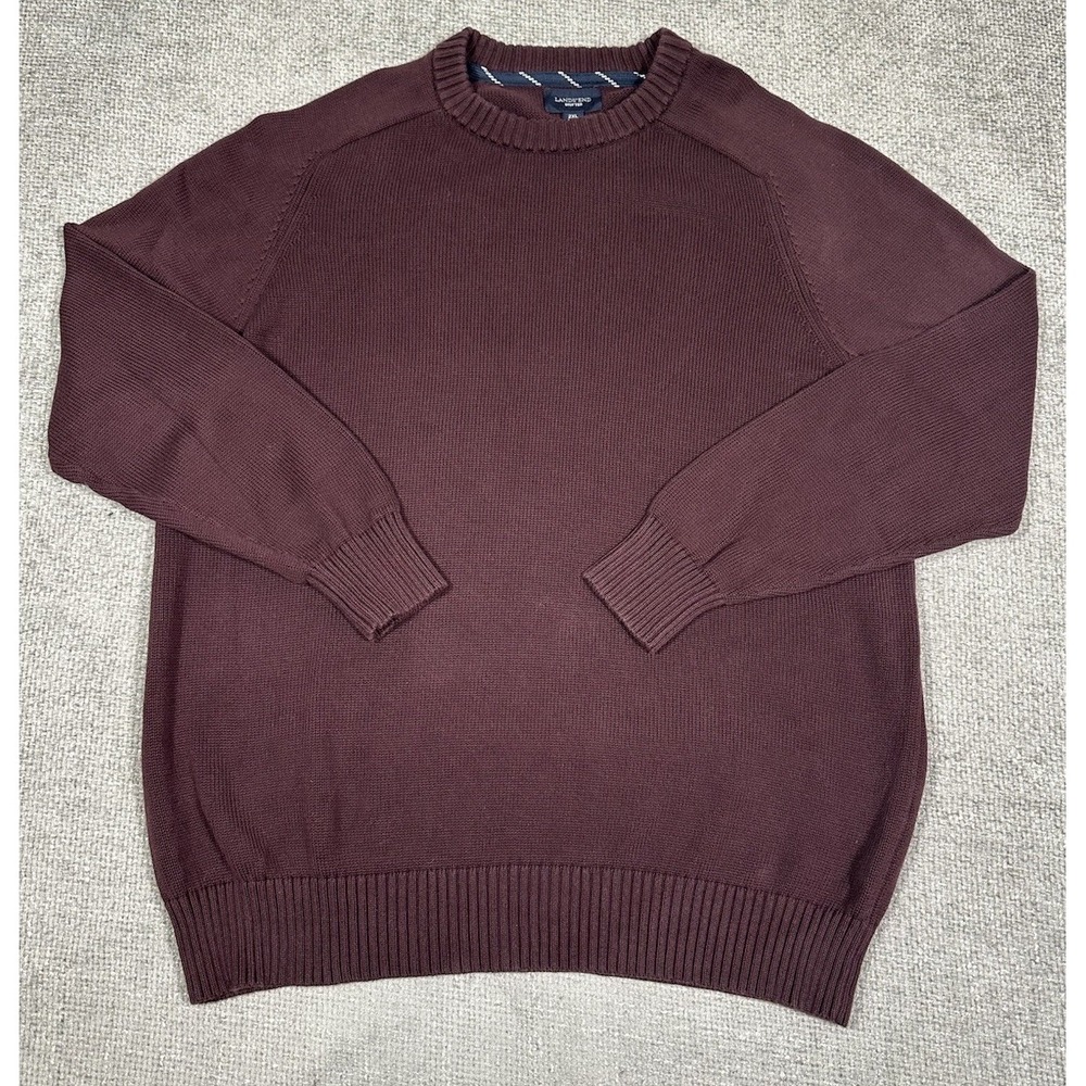 Lands End Sweater Mens 2XL Tall‎ 50-52 Purple Drifter Crew Neck Pullover